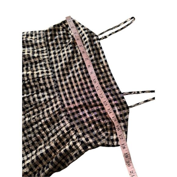 J. Crew Lurex Black & Gold metallic threads gingham tiered mini dress - Picture 11 of 12